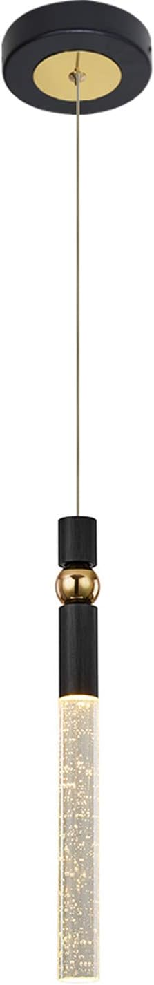 JoollySun Modern Pendant Light Fixtures - Mini LED Hanging Lighting with Seeded Crystal Cylinder for Kitchen Island Dining Room Bedroom Warm White 3000K - Black Gold - - 