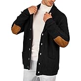 Runcati Men's Shawl Collar Cardigan Sweater Multi-Color Button Down Knitted Sweaters with Pockets