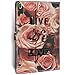 Ademen iPad Pro 10.5 inch Leather Case, Pink Rose Live the Life You Love Protective Lightweight Folio Smart Case Cover With Magnetic Auto Sleep Wake Function Only For iPad Pro 10.5
