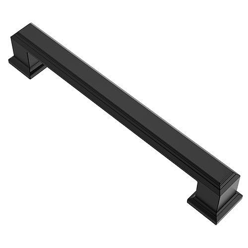 Alzassbg 10 Pack Matt Black Cabinet Pulls, 5 Inch(128mm) Hole Center Cabinet Handles Kitchen Pulls for Cabinets and Drawer AL3071MB