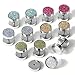 Zysta 2PCS Colorful Glitter Bling 16G Fake Gauge Earring Studs 10mm Wide Men Women Cheater Faux Ear Plugs Illusion Tunnel Stainless Steel Piercing Screw
