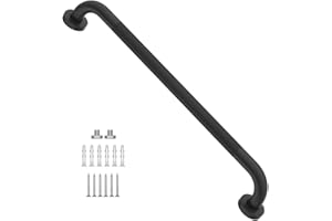 Black Shower Grab Bar w/Anti-Slip Knurled Grip 24 Inch, Munzong Stainless Steel Bathroom Handicap Grab Bars, Safety Bar Balan