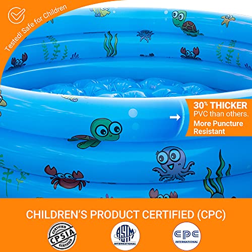 AsterOutdoor Kids Inflatable Swimming Pool 3 Rings Round Pools Baby