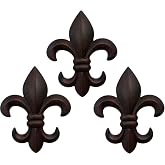 Top Brass 8" Metal Fleur De Lis Wall Decor Art (3 Pack) - New Orleans Style Home Decor