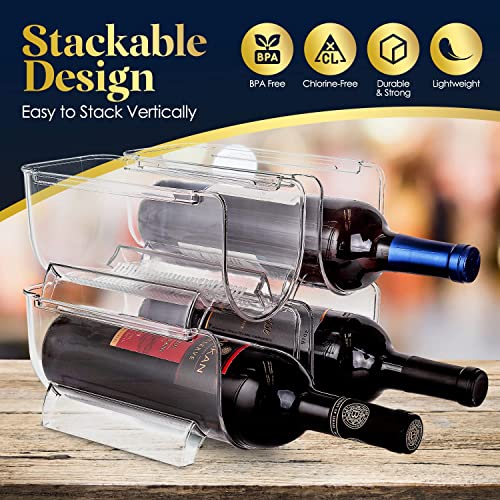 Homeries Wine & Water Bottle Organizer Holder Stackable Wine Rack for