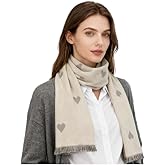 Sumato Double Sided Scarf for Women Heart Print & Letter B Winter Scarves Soft Cashmere Feel Lightweight Warm Shawl