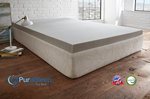 PuraSleep 3" Carbon Comfort Memory Foam Topper, Grey, Queen