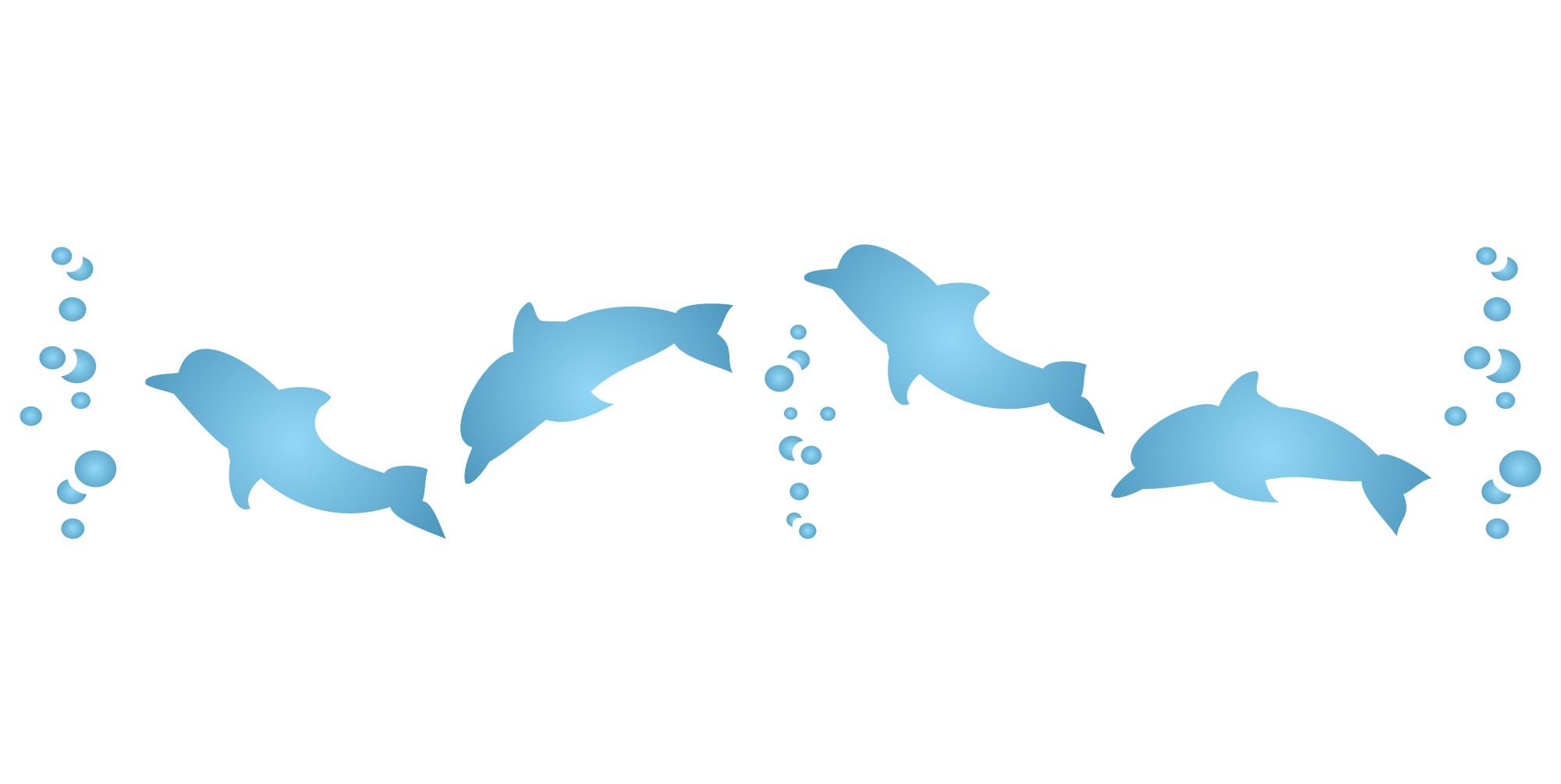 Mini Dolphins - 16.5 x 4cm - Reusable Sea Ocean Nautical Seashore Reef Wall Stencil Template