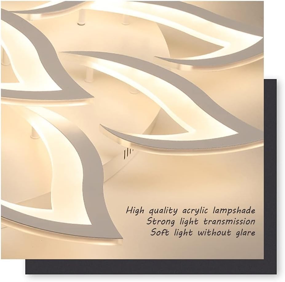 MOUNM LED Ceiling Light Dimmable 3000K-6000K, Creative Petal Chandelier Living Room 84W 8400lm, Bedroom Chandelier Acrylic Panel, Modern Chandeliers 14Lights