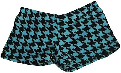 Fancy Girlz - Junior Girls Plush Houndstooth Pajama Short, Teal, Black 32632-Large