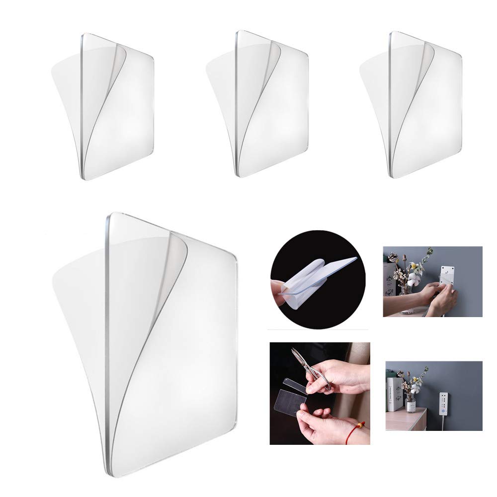Double Sided Adhesive Tape Sticky Adhesive Clear Heavy Duty Glue Sheet Waterproof V/H/B Acrylic Super Strong Mounting Tape for Hooks Hangers Suction Cup (5PCS, 6X6CM)