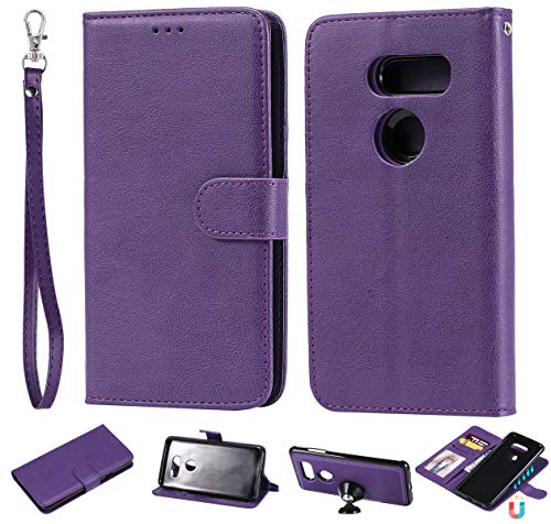 LG V30 Case, Gift_Source [Stand Feature] PU Leather 2 in 1 Wallet Fold Flip Case Magnetic Detachable Slim TPU Back Cover with Credit Cards Pocket for LG V30 (6.2 inch) [Purple]