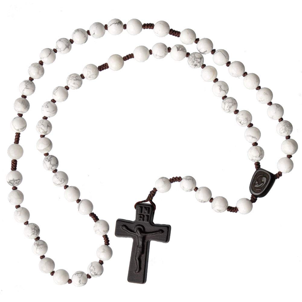 8mm Howlite/Jujube Wood 5 Decade Rosary