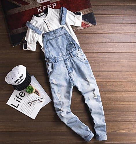 mens light wash overalls