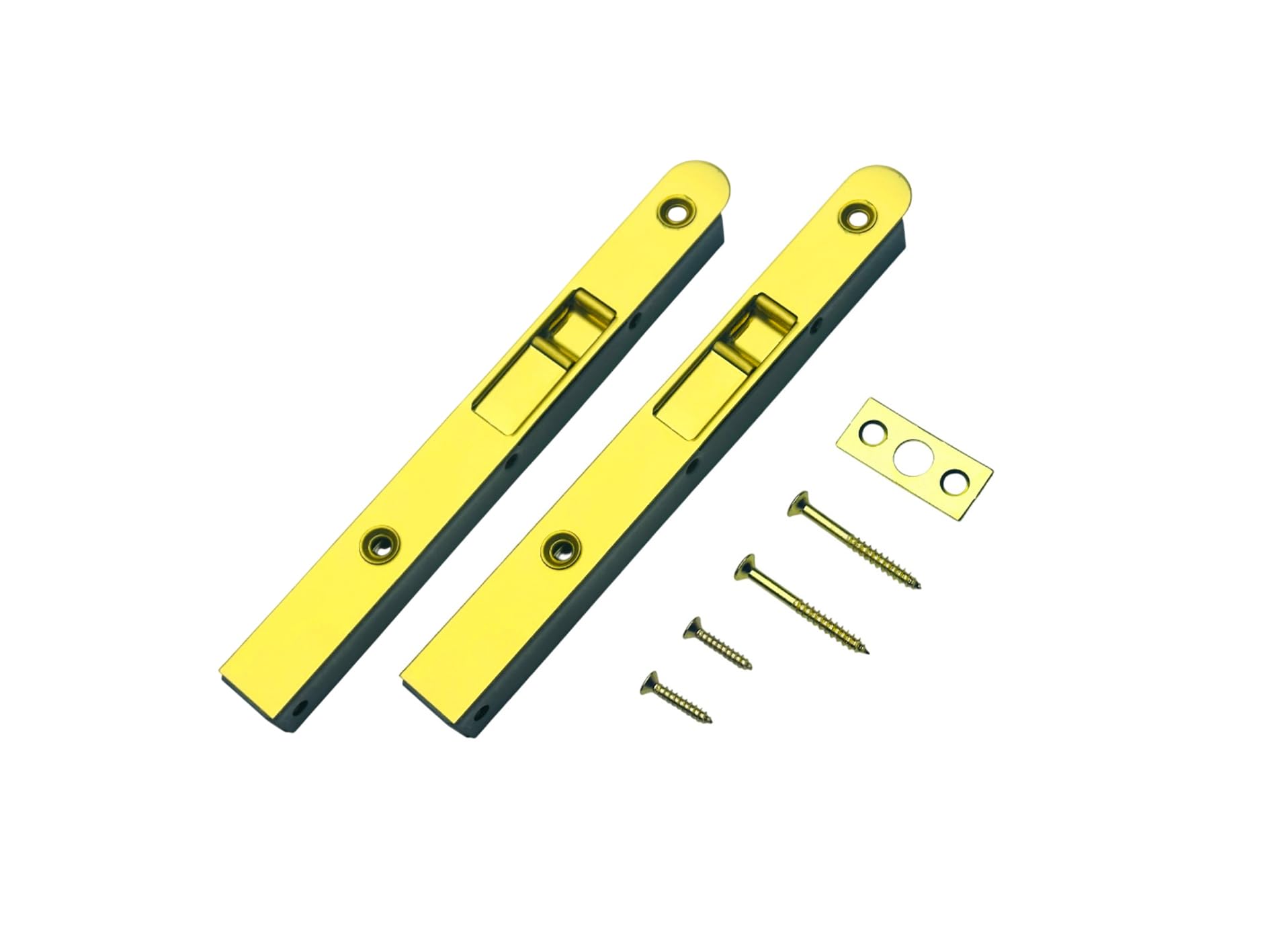 QCAA Flush Bolt, 7", Brass, Solid Brass Face Plate, 2 Pack