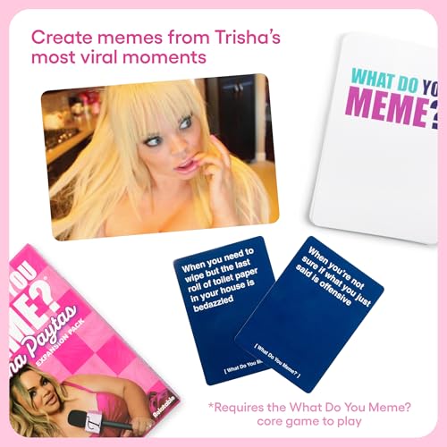 What Do You Meme? Trisha Paytas Expansion Pack by Relatable, Featuring YouTube Influencer Trisha Paytas, Includes 15 Images & 10 Caption Cards, Perfect Friendsmas Party Games or Gifts for Friends