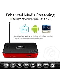 BuzzTV XPL3000 Carbon Red with Wireless Remote Bundle - Android 7.1.2 IPTV Set-Top Box with ARQ-100 Wireless Air Mouse Keyboard Remote - 4K Ultra HD - 2GB RAM 8GB Storage