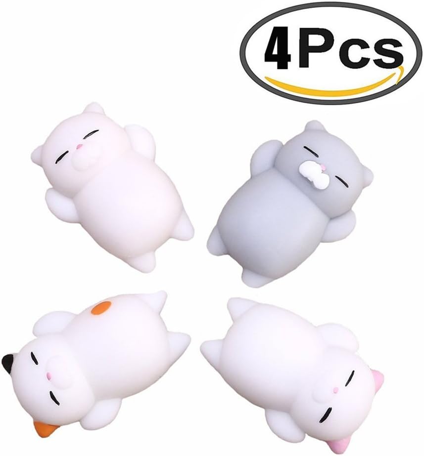 4pcs Mini Cute Cat Buns Slow Rising Stress Relief Toy, Kawaii Squishy Soft Toys for Children and Adult