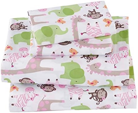 Mk Collection 4pc Sheet Set Full Size Monkey Giraffe Zebra Elephant Green Pink White New # Monkey (Full)
