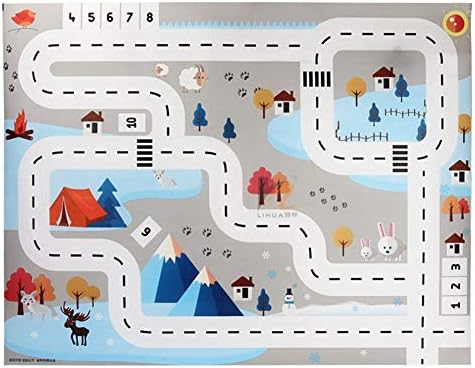 SNIIA Baby Crawl Mat Kids Adventure Rug Floor Mat Street Map Funny Baby Infant Blankets Tapestries Crawling Carpet Kids Rug with 8 Pcs Pull Back Car and 18 Pcs Traffic Signs