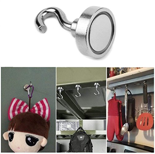 H Yanka 40LB Super Strong Neodymium Magnetic Hooks, MYP-E25 Indoor/Outdoor Magnet Hooks（Pack of 4） Purpose Indoor Outdoor Kitchen Bathroom Bedroom Garage Lockers Office - Thumbnail 4