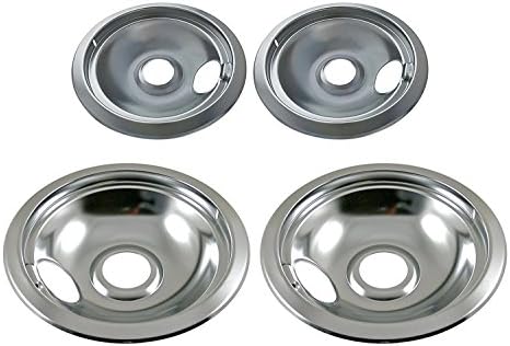 (GARRAG) NEW 316048413 x 2 and 316048414 x 2 Replacement Drip Pan Set Chrome for Frigidaire Range Oven