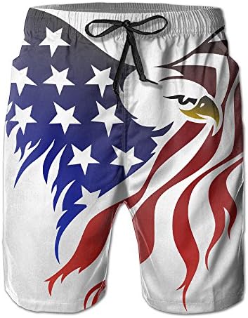 American Flag Eagle Men's Summer Beach Board Shorts Quick Dry Swim Surf Trunks