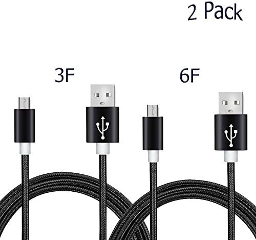 Micro USB Cable Android for Family and Work Place 2-Pack (3ft, 6ft) USB to Micro USB Cables High Speed USB2.0 Sync and Charging Cables for Samsung, HTC, Motorola, Nokia, Kindle, MP3, Tablet and more