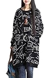 Minibee Women's Fashion Random Print Clothing with Pockets (One Size, Style 5 Black)