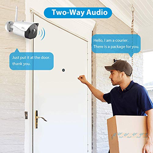 Outdoor Security Camera, NGTeco WiFi Home Security Camera, Wireless 1080P IP Camera with Motion Detection, Night Vision, Remote View, 2-Way Audio and Waterproof, Cloud/SD Storage