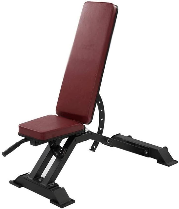 YLFANQ Sit-up Board - Red Sit Up Bench Adjustable Workout Utility Incline Flat Weight Bench Adjustable Arc-Shaped Decline Sit Up Bench PU Leather 136 * 45 * 65cm