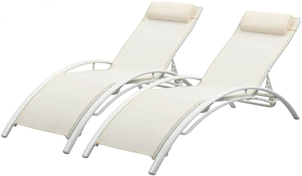 PCAFRS Chaise Lounge Terrace recliners with backrests and armrests, Outdoor recliners, Backyard Chairs, 2 Sets of Adjustable backrest Aluminum Frames, 5-Fold Outdoor Folding Chaise Lounge Chair: Kitchen & Dining