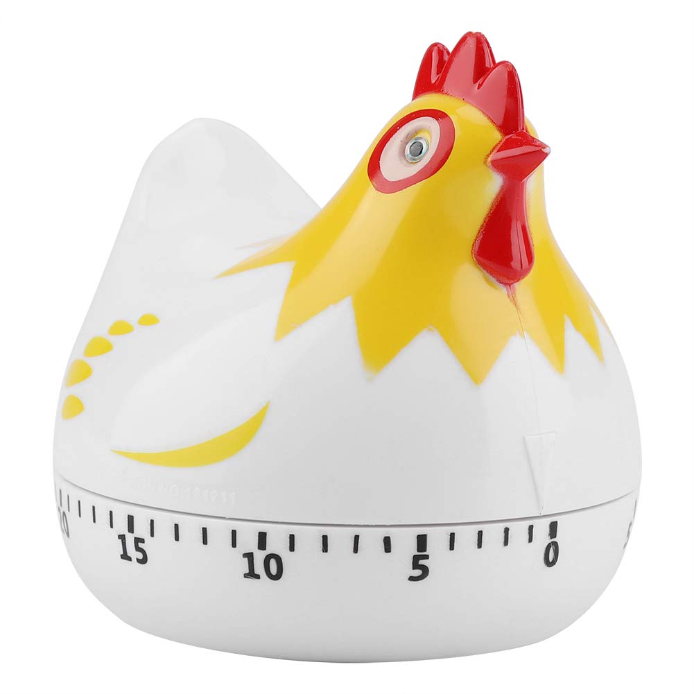 Cartoon Hen Mechanical Timer Cute Chicken Kitchen Alarm Clock Cooking Reminder Home Decor (White)