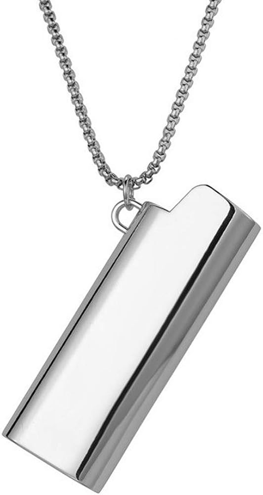 Silver Gold Alloy Lighter Necklace Hip Hop Lighter Shell Pendant Long