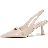 RONILURN Women Kitten Heels Slingback Low Heel Pumps Dress Shoes for Women Closed Pointed Toe Pearl Heels for Work Wedding Bridal