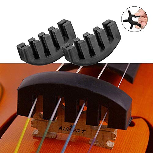 Violin Practice Mute Rubber Dampening Sound Mutes for Beginners Comb Claw Mutes Round Tourte Style Mutes 4/4 Finger Guide Sticker for Violin Small Viola