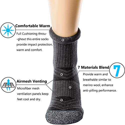 CWVLC Men's Elite Hiking Crew Socks, 4Pack Full Cushion Boot Socks for