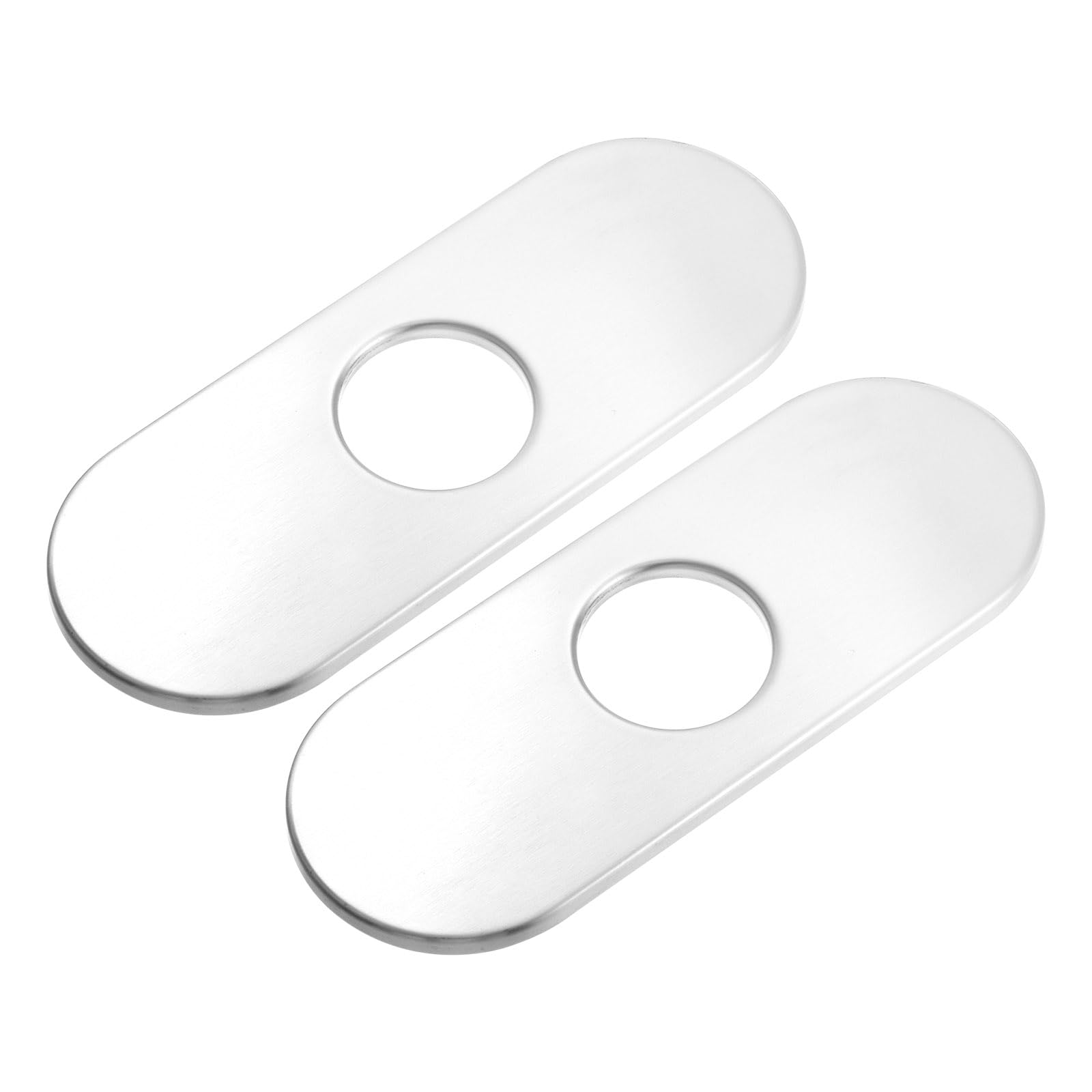 uxcell 2pcs 6 Inch Hole Cover Deck Plate Escutcheon, Stainless Steel Sink Cover Plate for Bathroom or Kitchen Sink Faucet, Oval Brushed Silver