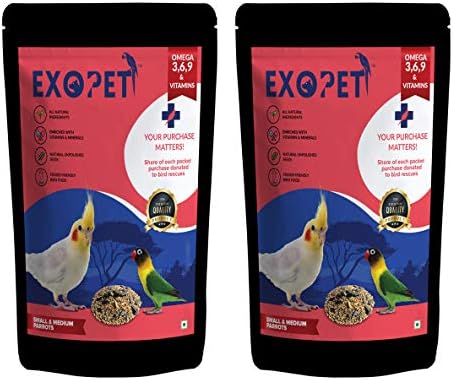 EXOPET Small and Medium Parrot Seed Mix 1Kg (Pack of 2)