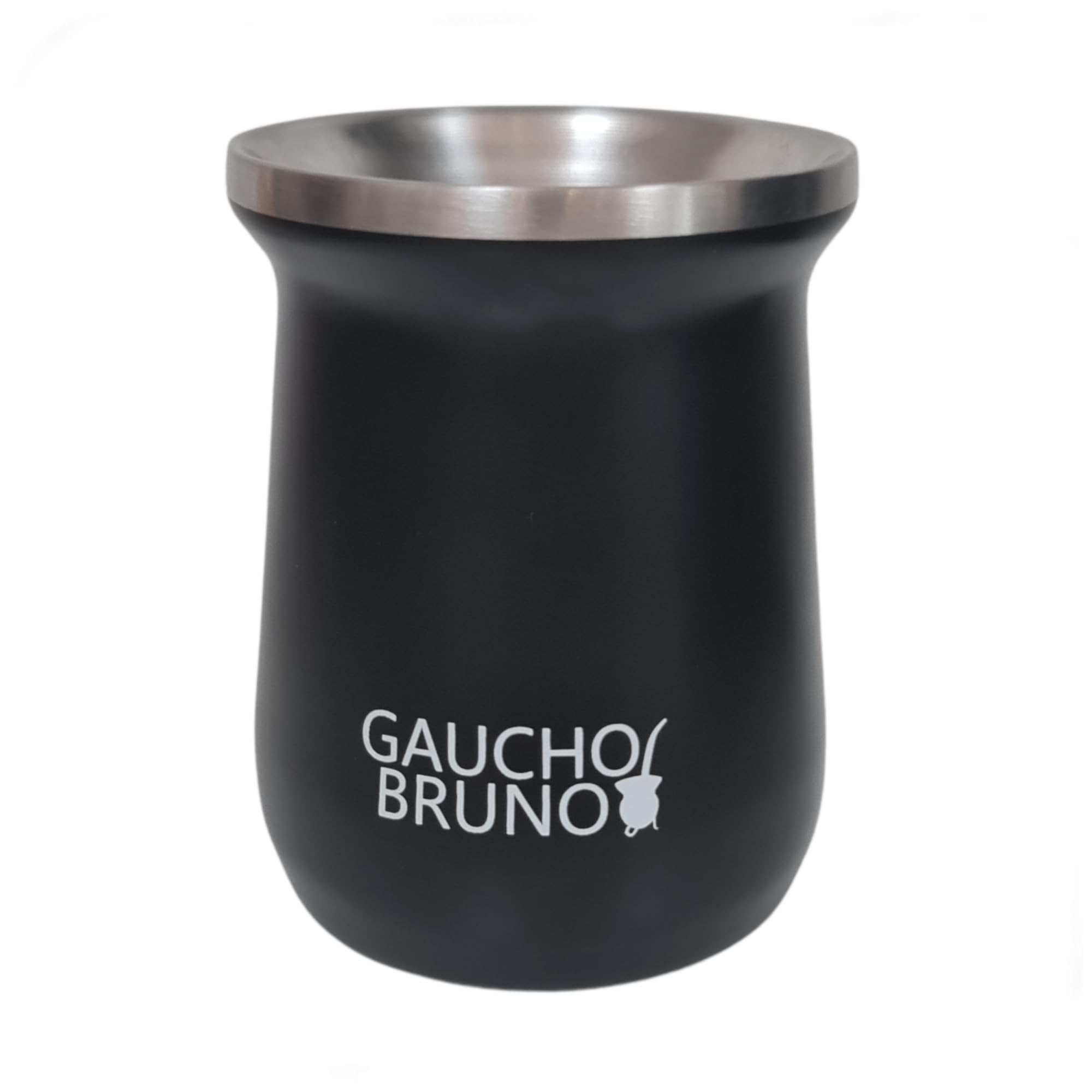 Gaucho Bruno - Stainless Steel Industrial Mate for Drinking Yerba Mate | Easy to Clean | Comfortable to Hold | Keeps Warm for Longer, Black — image 1