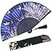 OMyTea® Women Hand Held Silk Folding Fan with Bamboo Frame - with a Fabric Sleeve for Protection for Gifts - Sakura Cherry Blossom Pattern (WZS-1)