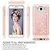 LeYi Compatible with Galaxy J7 Case (2015) with Glass Screen Protector for Women Girls, Luxury Glitter [PC Silicone Leather] Heavy Duty Phone Case for Samsung Galaxy J7 Neo J700 2015 TP Rose Gold