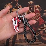 Fashion Mini Sneaker 3D Keychain AJ1 Basketball Shoes Key Ring Couple with Box for Christmas Gift 1Piece
