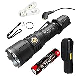 Klarus XT12S 1600 Lumens CREE XHP35 HI D4 LED Tactical Rechargeable Flashlight,Magnetic Charging Multi-mode Dual-switch Flashlight, with 1x18650 Battery,USB Cable,Holster,O-ring and SKYBEN USB Light