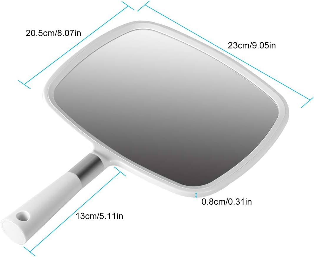 Snowflakes Large Handheld Mirror with Handle-Hang Makeup Mirror Hairdresser Mirror.(White): Furniture & Decor