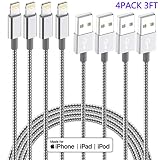 IDiSON 4Pack 3ft Apple MFi Certified iPhone Lightning Cable Braided Nylon Fast Charger Cable Compatible iPhone X XR XS MAX 8 Plus 7 6s 5s 5c Air iPad Mini iPod (Gray White)