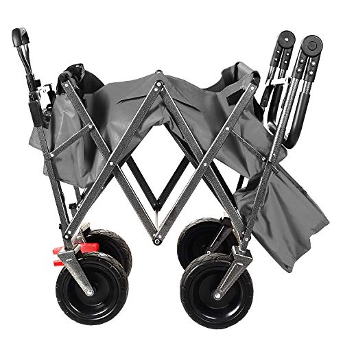EXTEC Push and Pull Folding Stroller Wagon Collapsible with Canopy with