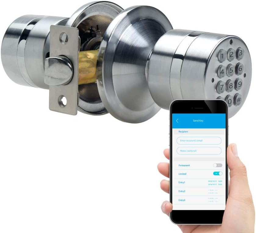 TurboLock TL99 V2 Bluetooth Smart Lock for Keyless Entry with App | Share & Delete Unlimited eKeys on Demand | Beautiful Finish, Simple Installation, Weather-Ready Craftsmanship. (Satin Chrome)