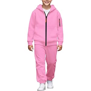 Boys' 2 Piece Athletic Tracksuit Jogging Sets Outfit Sweatsuit Zip up Hoodie and Active Pants Kids Teen Fall Winter Outfits