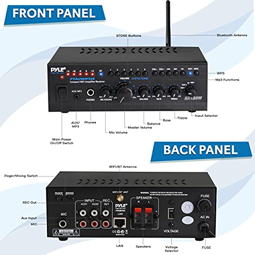 Pyle WiFi Stereo Amplifier Receiver Professional Home Theater Audio